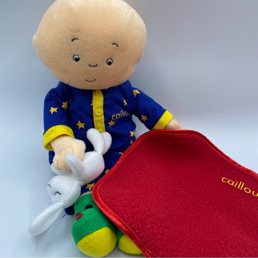 Vintage Caillou Plush with Blanket & Bunny 10” Stuffie Removable‎ Outfit